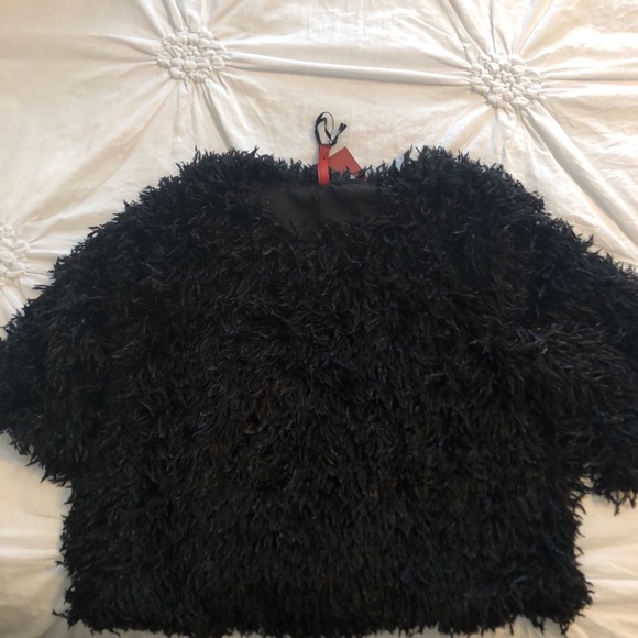 IMPERIAL black shaggy crop top size medium - Picture 9 of 10